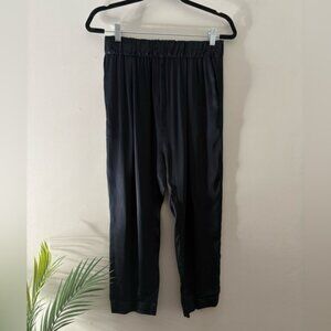 Enza Costa Drop Rise Satin Pull On Pants Navy